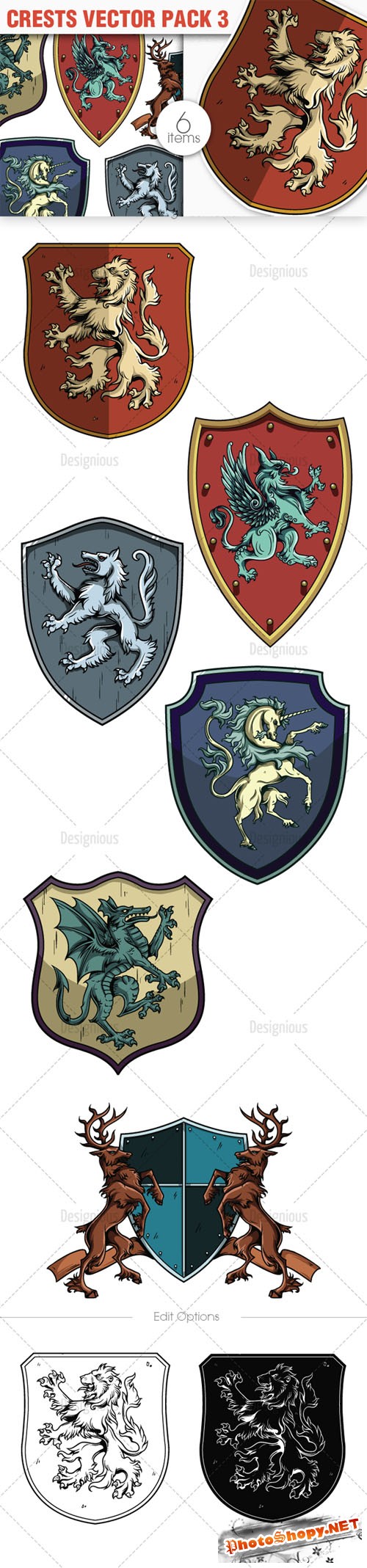 Crests Photoshop Vector Pack 3