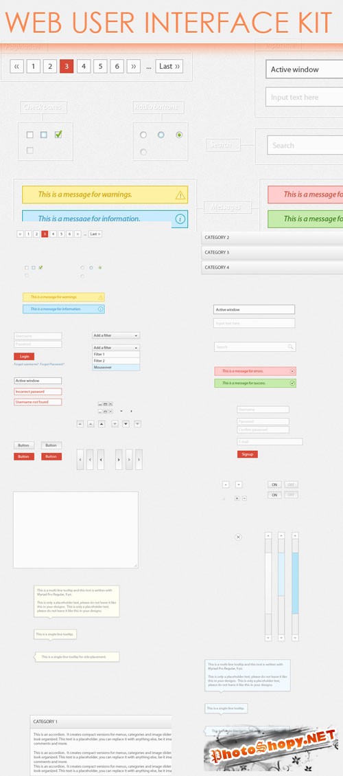 Clean Web UI Kit PSD Template