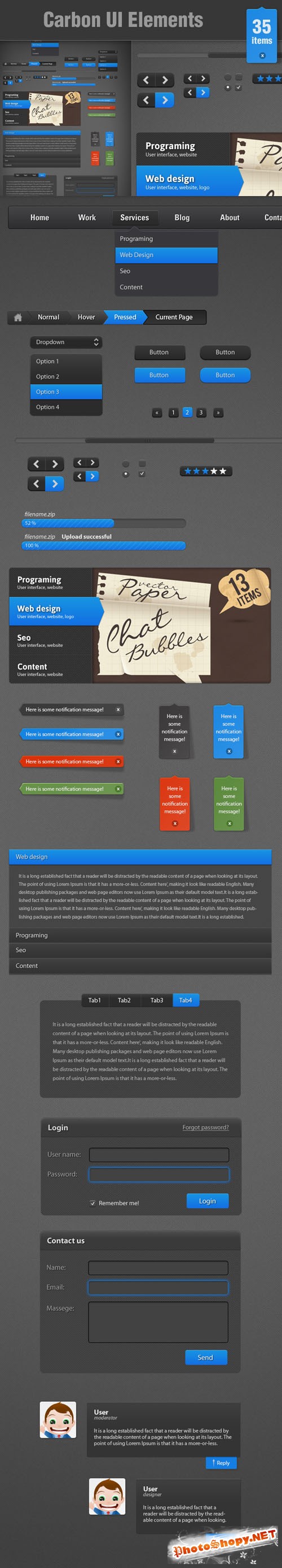 Carbon UI Set PSD Template