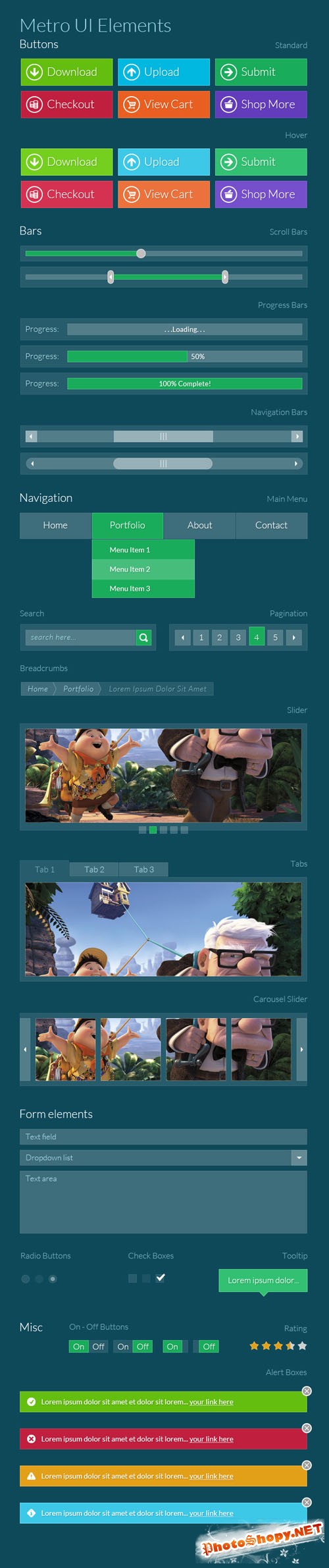 Metro UI Set PSD Template