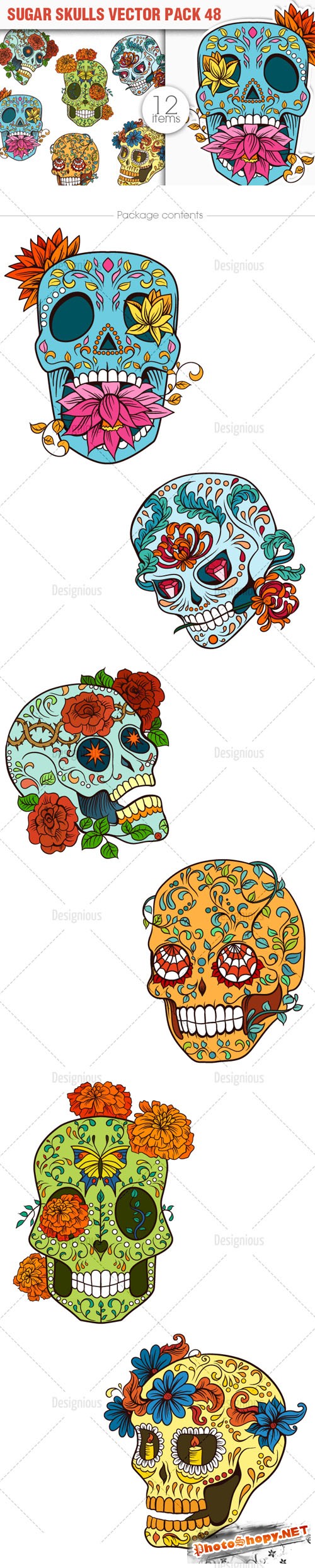 Sugar Skulls Vector Pack 48