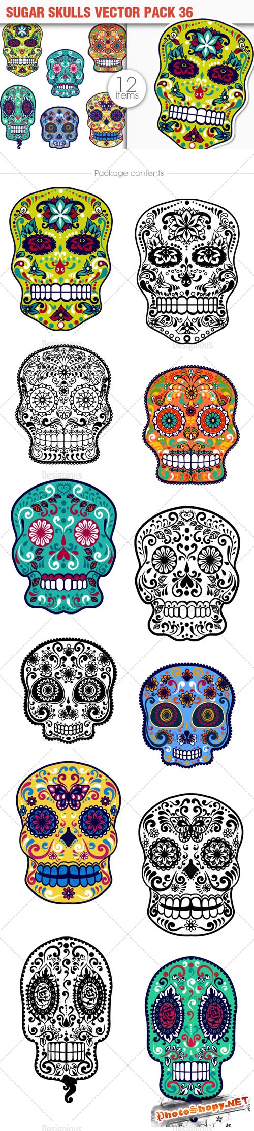 Sugar Skulls Vector Pack 36