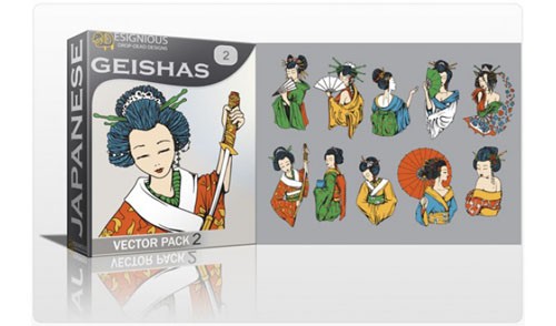 Geisha Photoshop Vector Pack 2