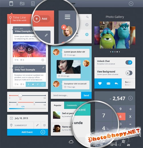 Pixeden - Psd Flat UI Kit Template Vol2