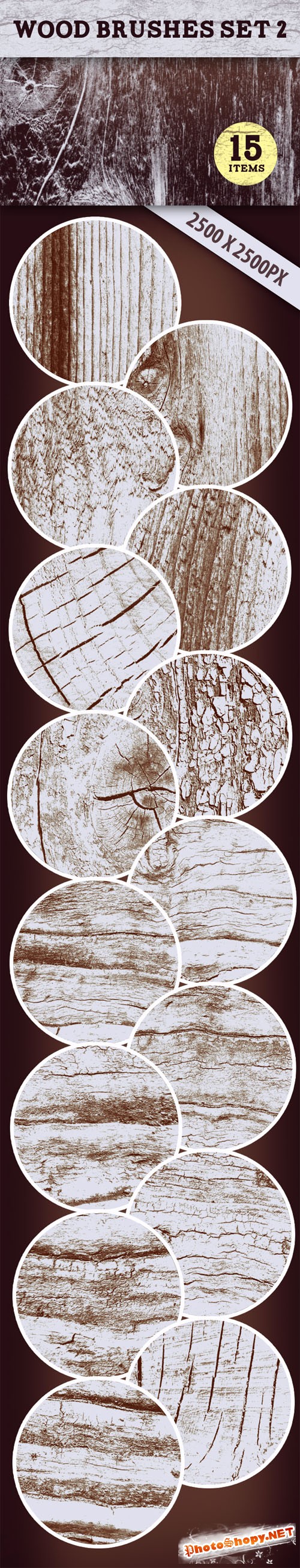 Designtnt - Wood PS Brushes Set 2