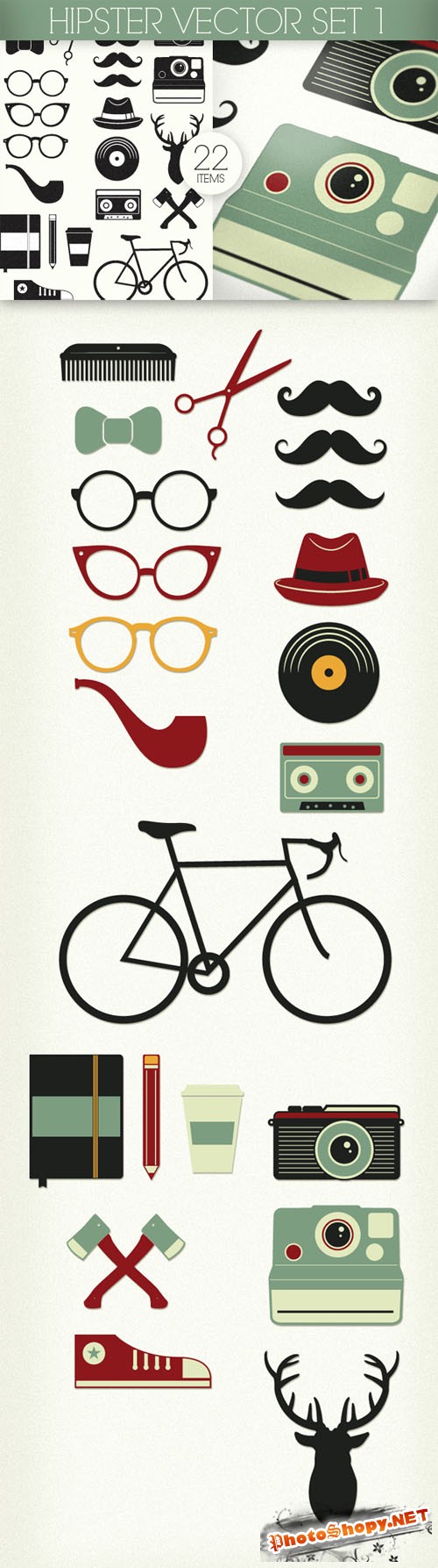 Designtnt - Hipster Vector Set 1