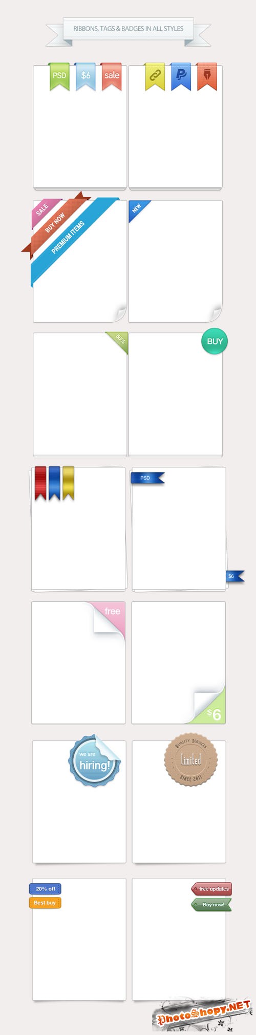 Badges, ribbons & tags PSD Template