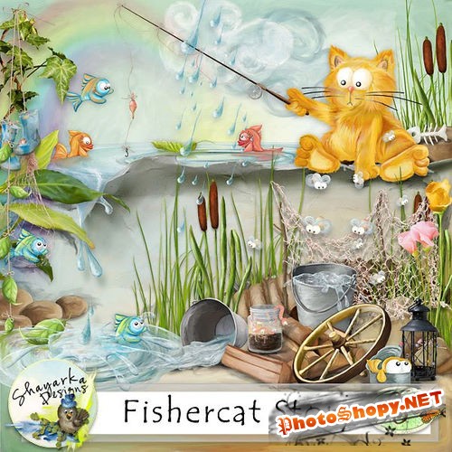 Детский скрап-комплект - История кота-рыболова