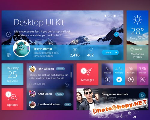 Pixeden - Flat Desktop Psd UI Kit