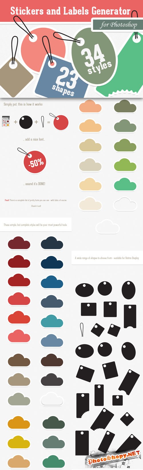 Designtnt - Stickes and Labels Photoshop Generator