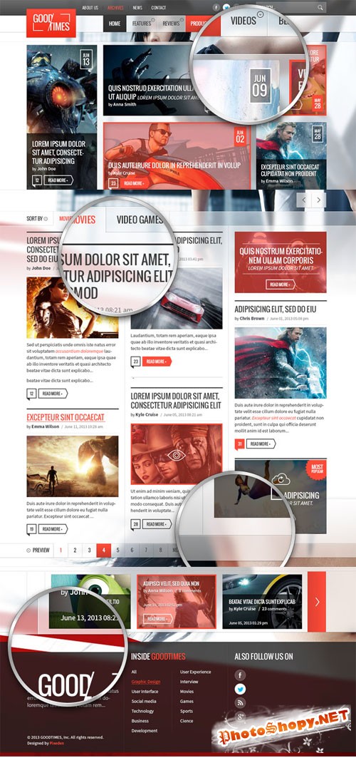 Pixeden - Good Times Magazine Psd Website