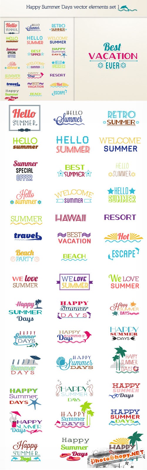 Designtnt - Summer vector elements set 1