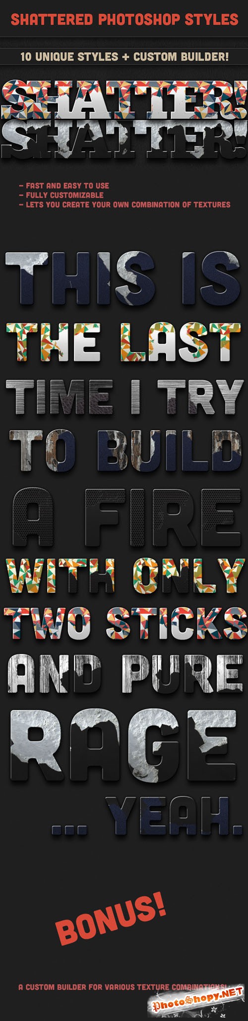 Designtnt - Shattered Photoshop Styles