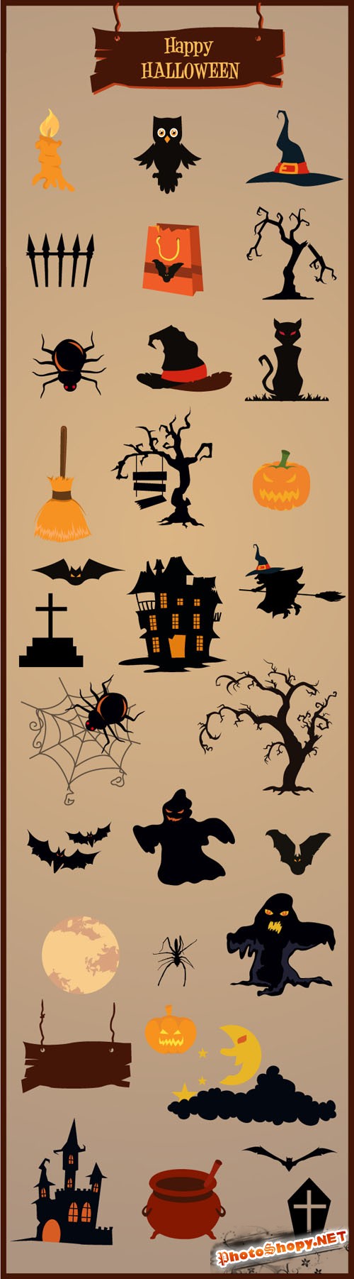 Designtnt - Halloween Vector Elements set 1