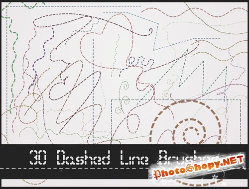 30 Dashed Line Photoshop Brushes