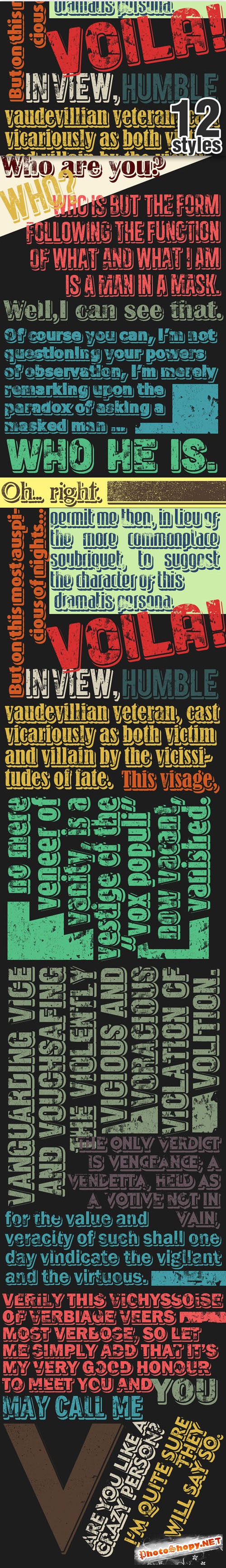 Designtnt - Vintage Photoshop Styles Set 1