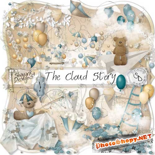 Нежный детский скрап-комплект - Облачная история