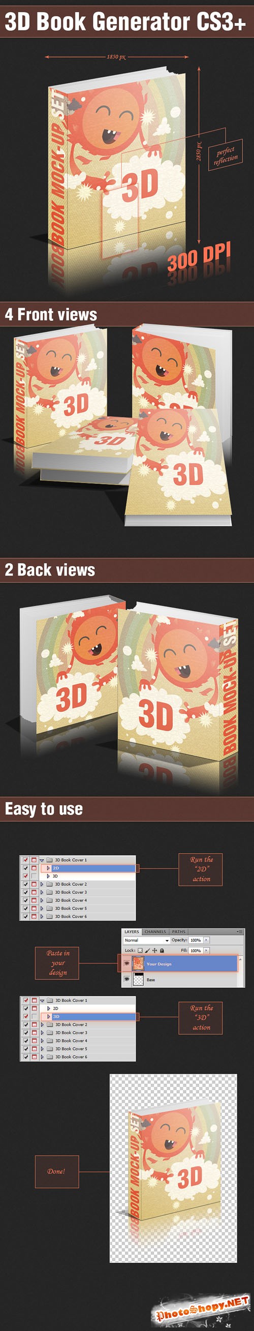 Designtnt - 3D Book Generator PS Actions