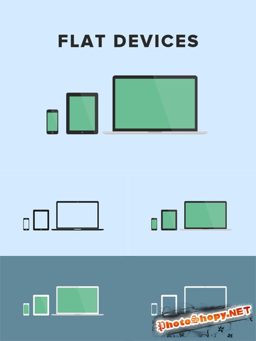 Flat Apple Devices PSD Template