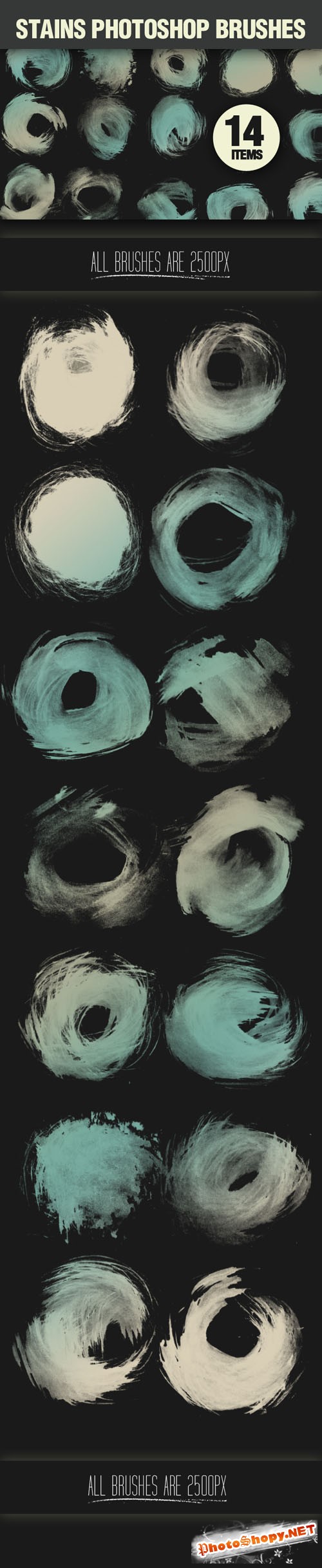 Designtnt - Stains Photoshop Brushes