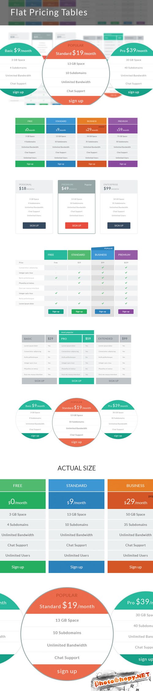 Designtnt - Flat Plans and Pricing Tables