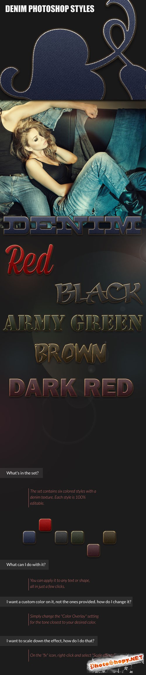 Designtnt - Denim Photoshop Styles