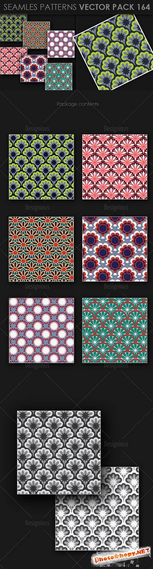 6 Seamless Patterns Vector Pack 164