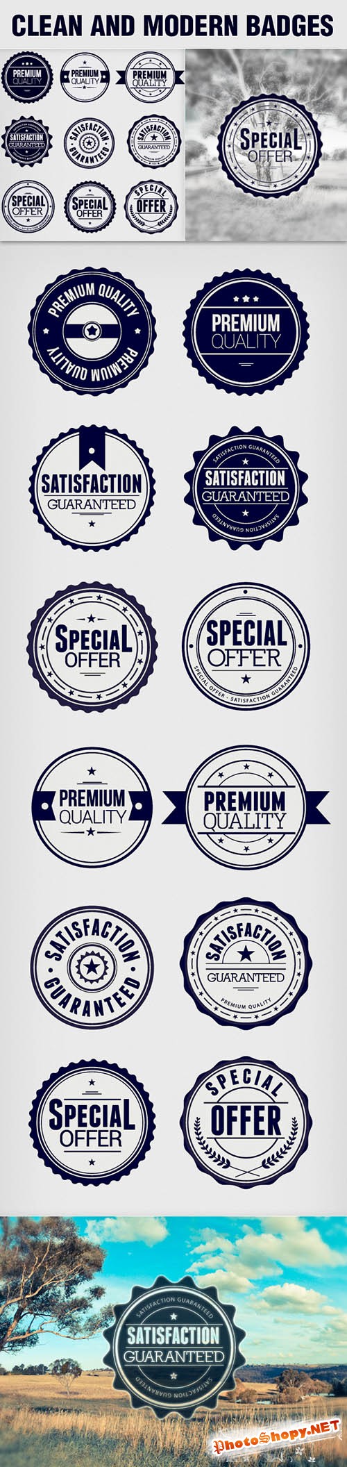 9 Clean and Modern Photoshop Badges