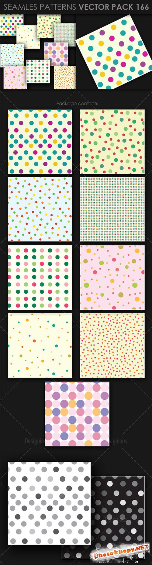 9 Seamless Patterns Vector Pack 166