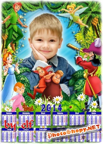 Яркий детский календарь с героями любимого мультфильма - Питер Пэн