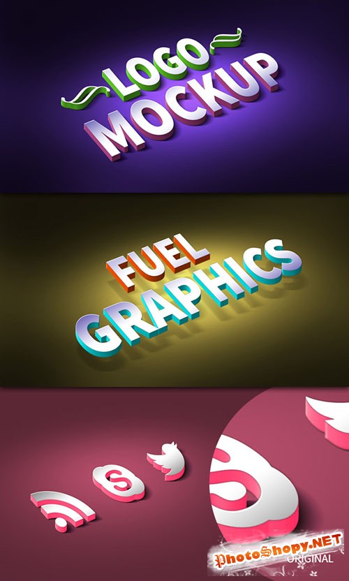 3D Logo & Text Effect Mockup PSD Template