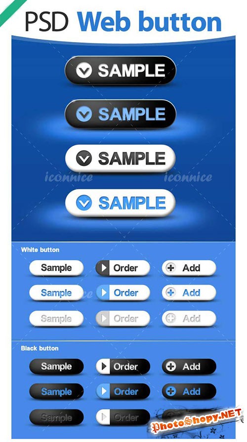 Blue Web Buttons PSD Template