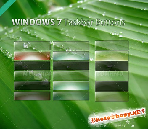 Windows7 Taskbar Button PSD Template