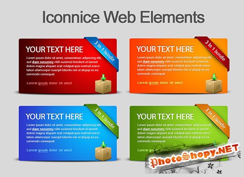 Four Colour Web Elements PSD