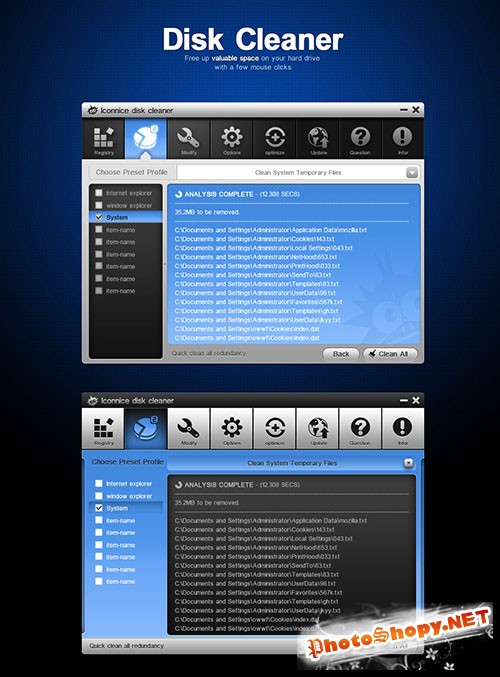 Disk Cleaner PSD Template
