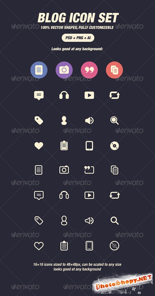 GraphicRiver - Glyph Icons for Blog (48px) 3447133