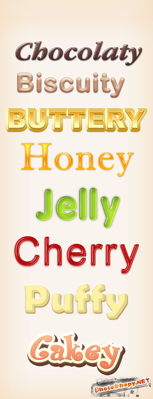 Yummy Photoshop Text Styles