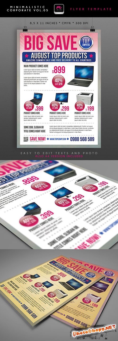 Financial Solutions Minimalistic Corporate Flyer/Poster PSD Template #4