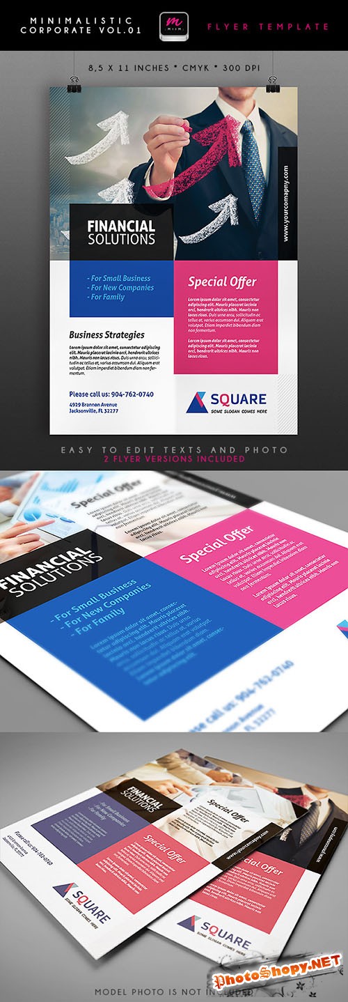 Financial Solutions Minimalistic Corporate Flyer/Poster PSD Template #1