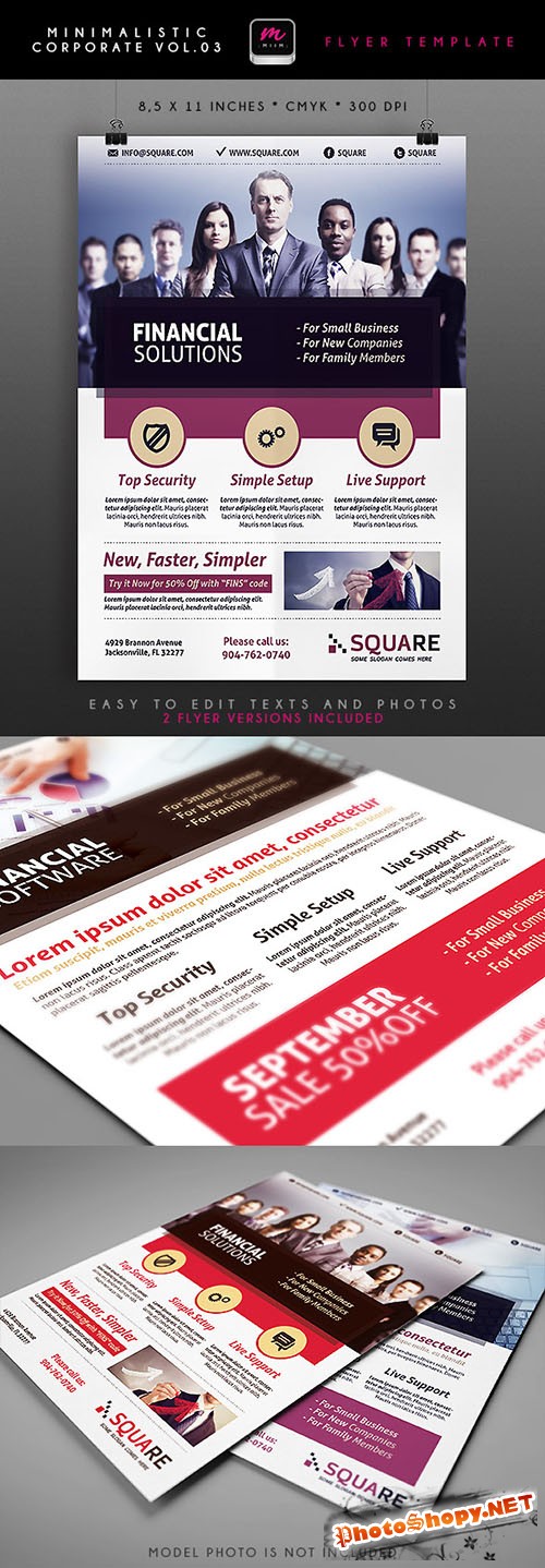 Financial Solutions Minimalistic Corporate Flyer/Poster PSD Template #3