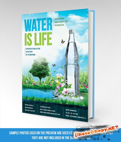 Water is Life Book Mockup PSD Template