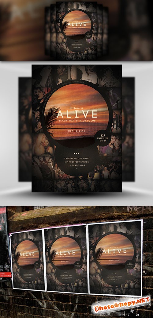 Alive Bar Flyer/Poster PSD Template