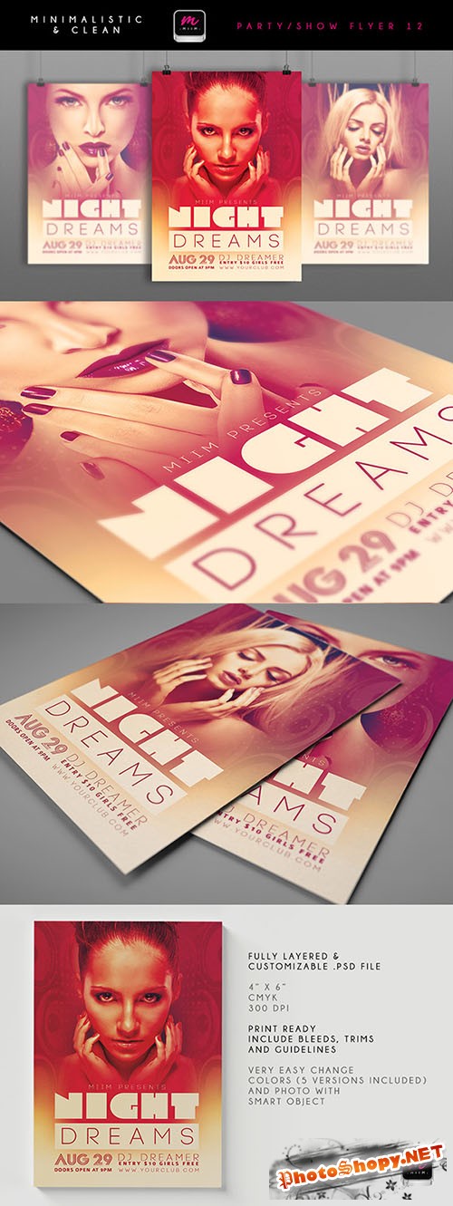Night Dreams Minimalistic & Clean Flyer/Poster PSD Template