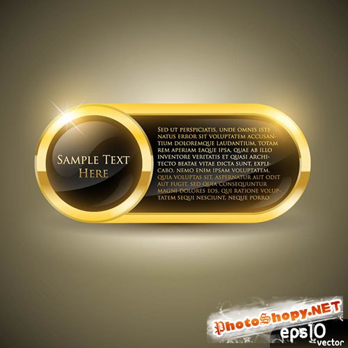 Glossy Gold Oblong Vector Frame 