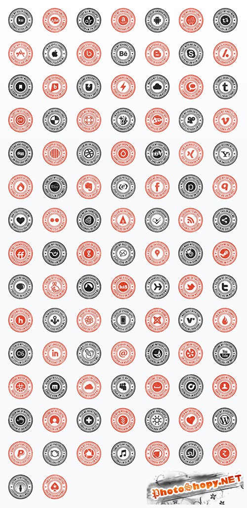 100 Social Media Stamp Icons Collection