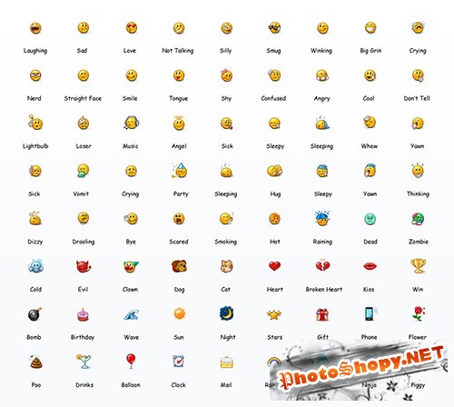 72 Emoticons Smilies Icons Set