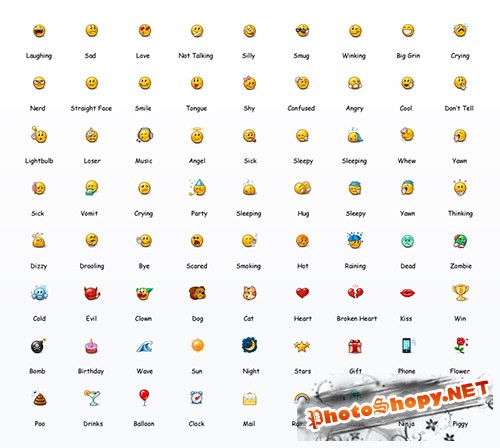 72 Emoticons Smilies Icons Set