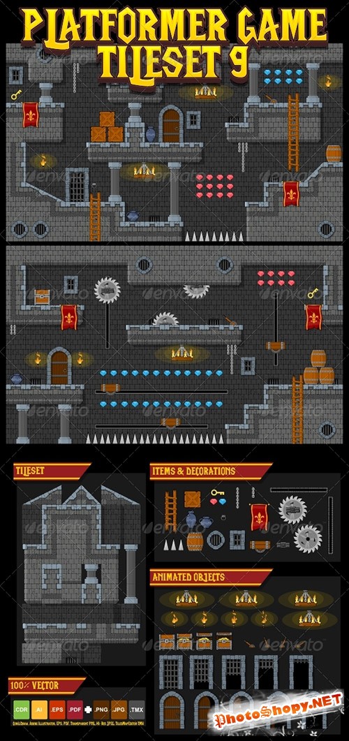 GraphicRiver - Platformer Game Tile Set 9 - 5296875